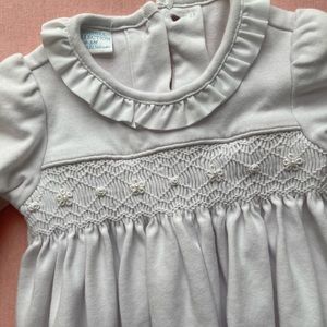 White Pima Cotton Gown- smocked baby gown